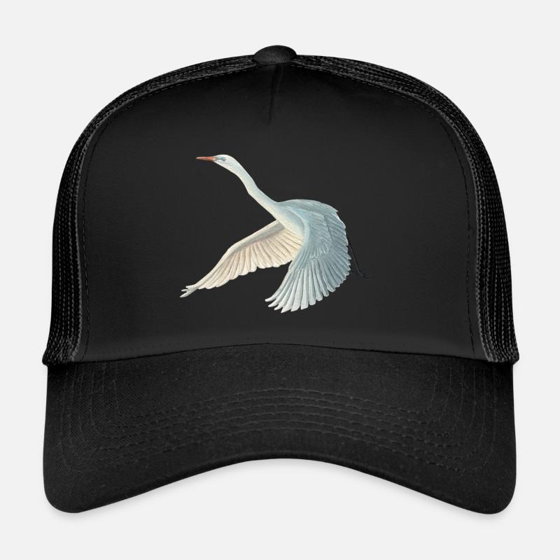 Great White Egret Illustration - Trucker Cap - black/black