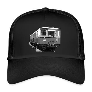 S-Bahn Berlin Triebwagen Eisenbahn Oldtimer - Trucker Cap - Schwarz/Schwarz - Vorne