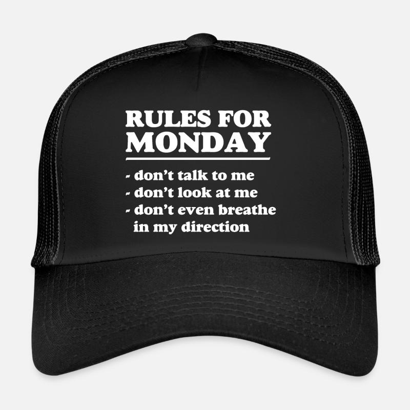Règles pour lundi - Casquette trucker  - noir/noir