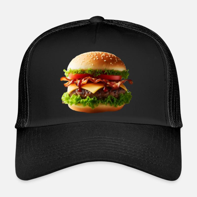 Großer Burger - Trucker Cap - Schwarz/Schwarz
