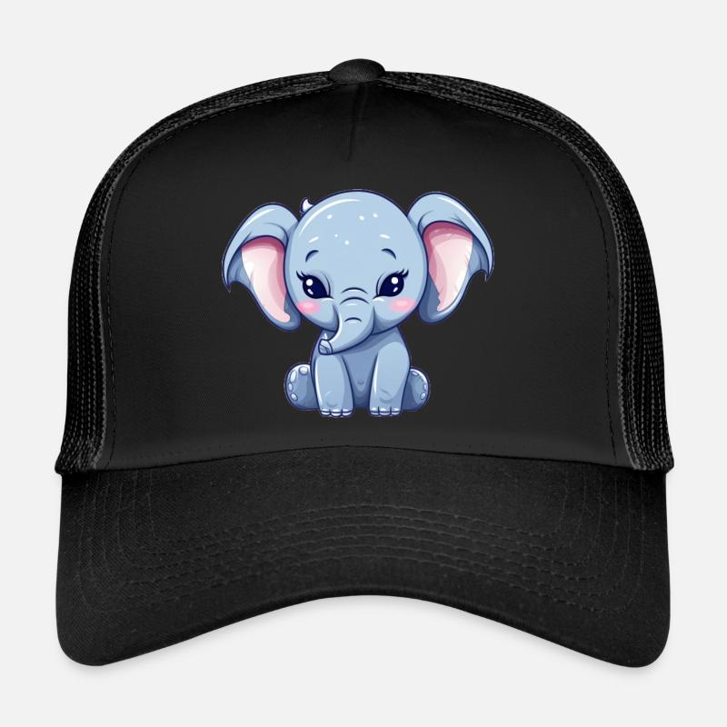 Kawaii Elefant - Trucker Cap - Schwarz/Schwarz