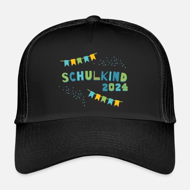 Schulkind 2024 Einschulung Erster Schultag Kinder - Trucker Cap - Schwarz/Schwarz