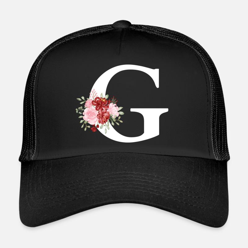 Roter Blumenbuchstabe G Trucker Cap