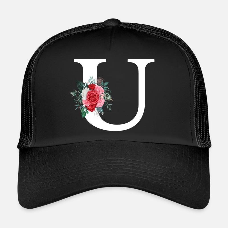 Roter floraler U-Buchstabe Trucker Cap