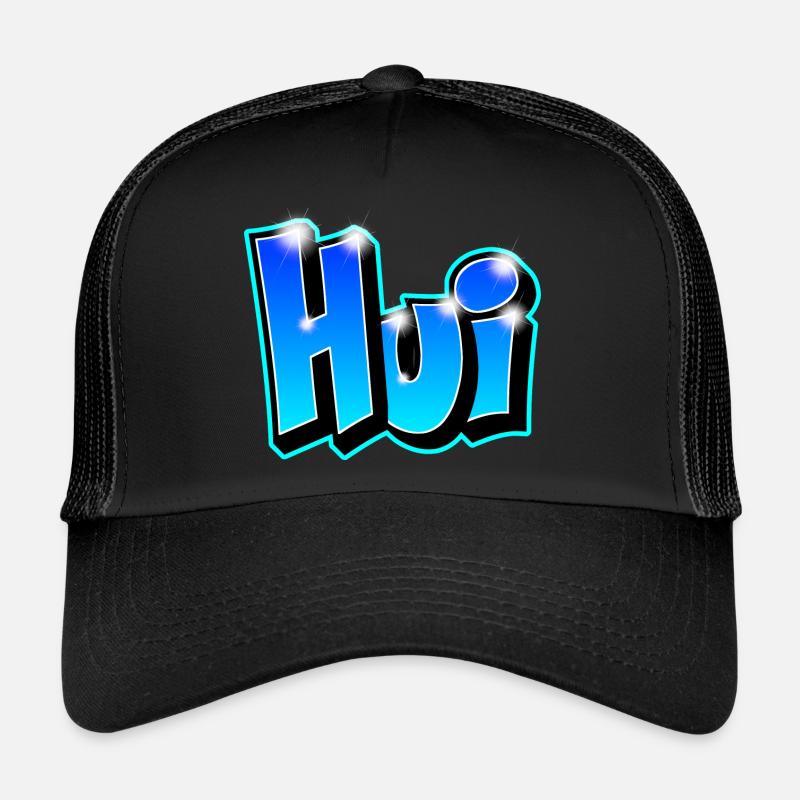 Graffiti "Hui" printable on any medium! - Trucker Cap - black/black