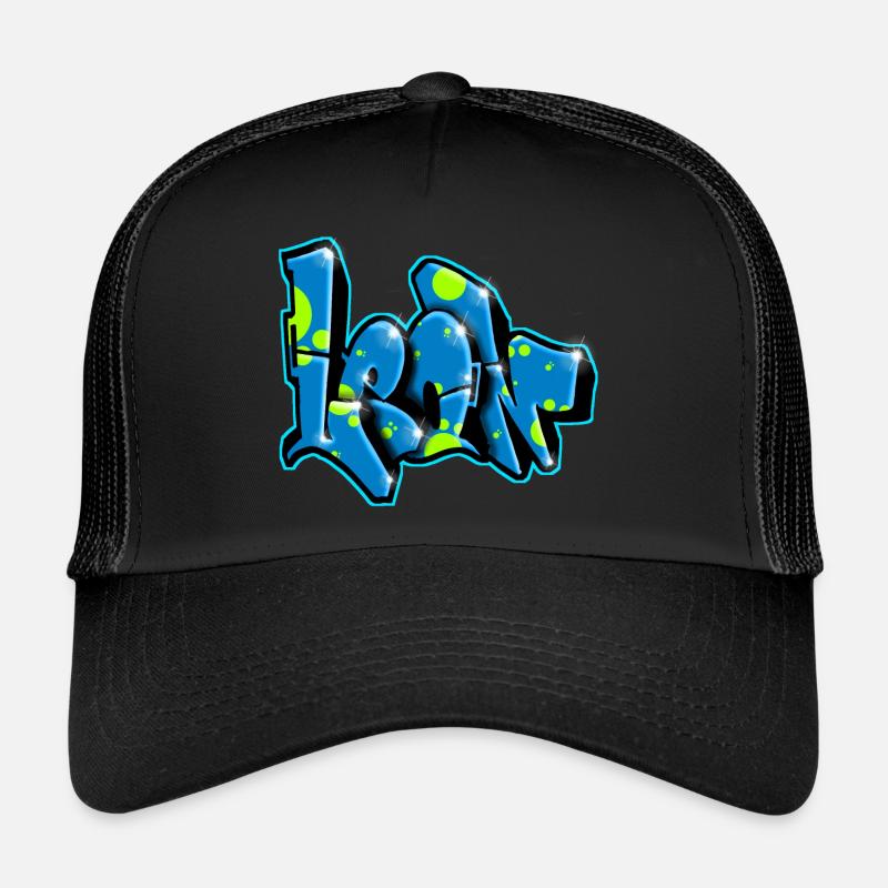 Leon Graffiti Name auf alles druckbar - Trucker Cap - Schwarz/Schwarz