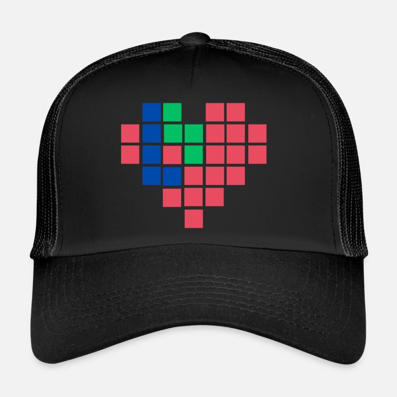 Coeur de pixels - Casquette trucker  - noir/noir