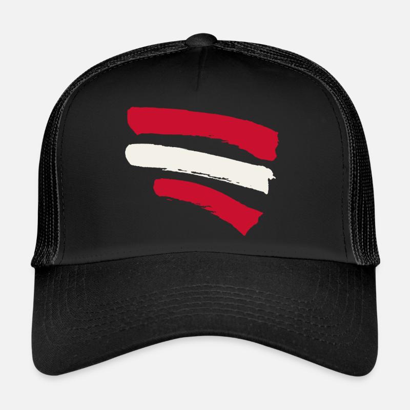 Drapeau autrichien - Drapeau Autriche - Casquette trucker  - noir/noir