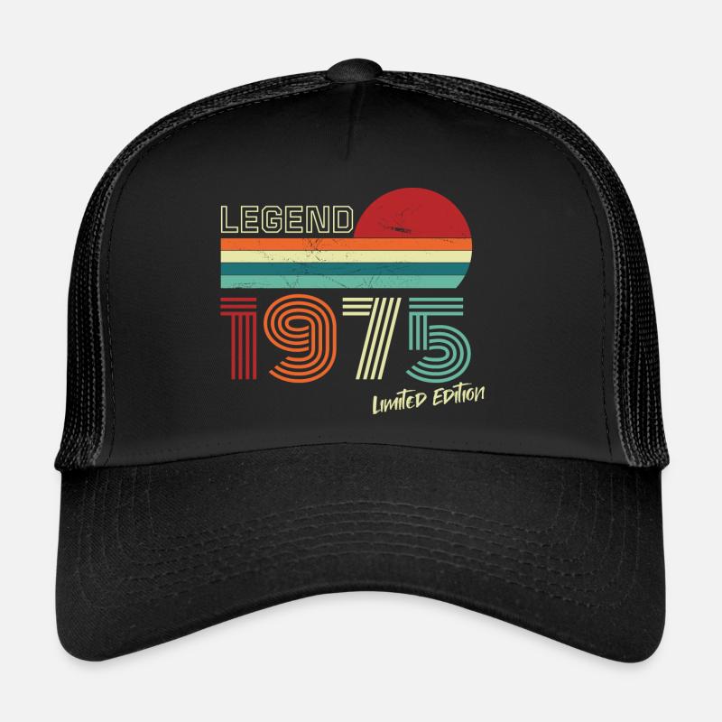 Legend 1975 Geburtstagsshirt Geschenk Jubiläum - Trucker Cap - Schwarz/Schwarz