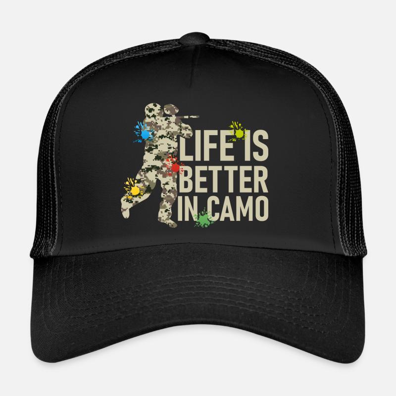 Life is Better in Camo Tactical Player Paintball Trucker Cap