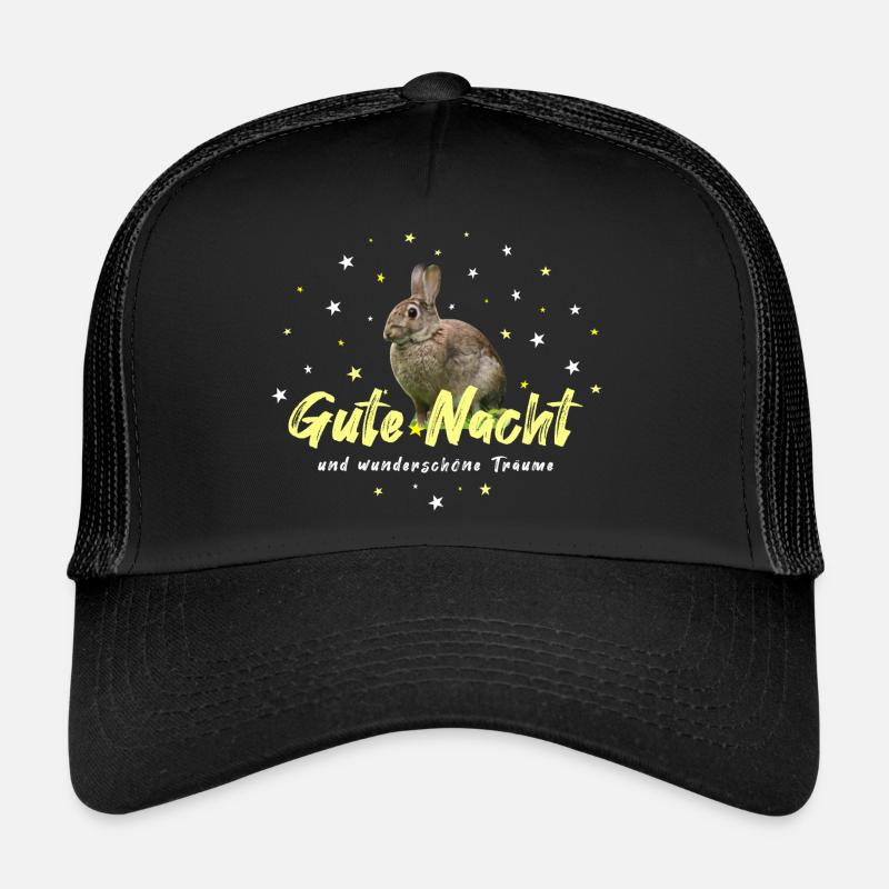 Schlafshirt mit Hasen - Trucker Cap - Schwarz/Schwarz