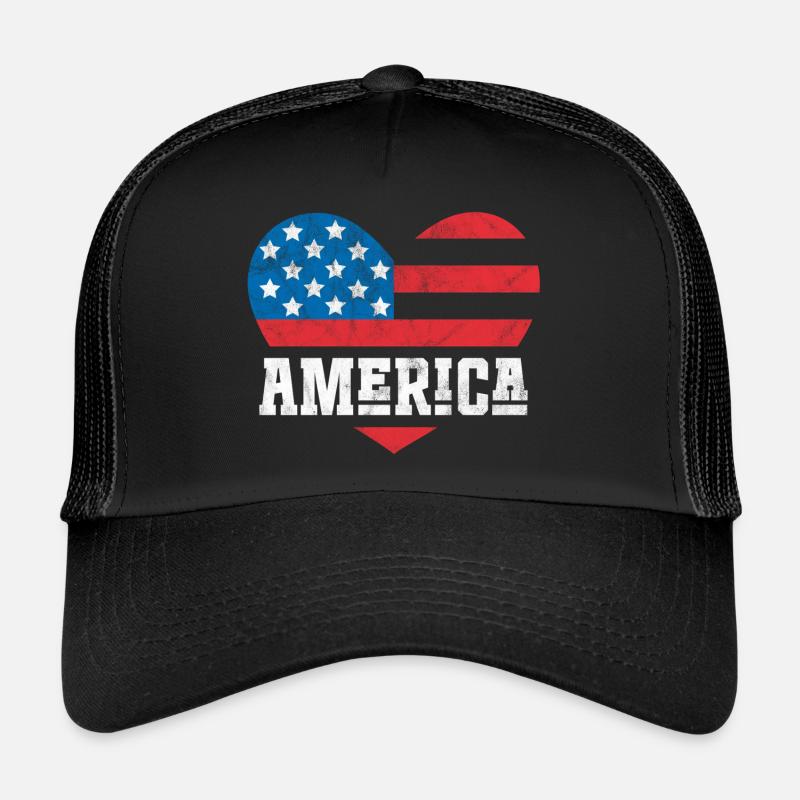 Amerika Flagge Herz Trucker Cap