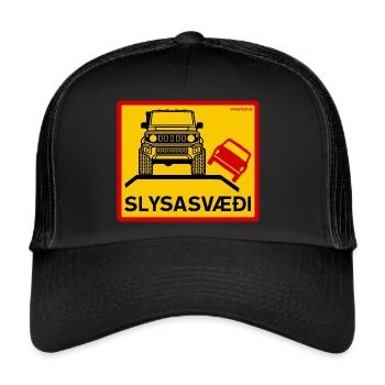 HUH! Sign #13 (Full Donation) - Trucker Cap - Schwarz/Schwarz - Vorne