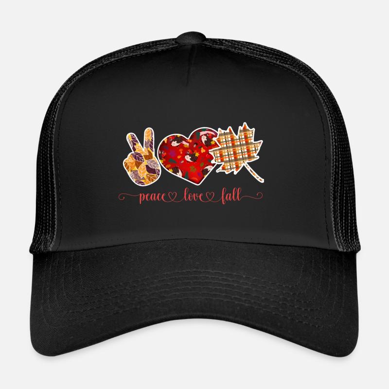 FRIEDEN, LIEBE, HERBST, THANKSGIVING - Trucker Cap - Schwarz/Schwarz