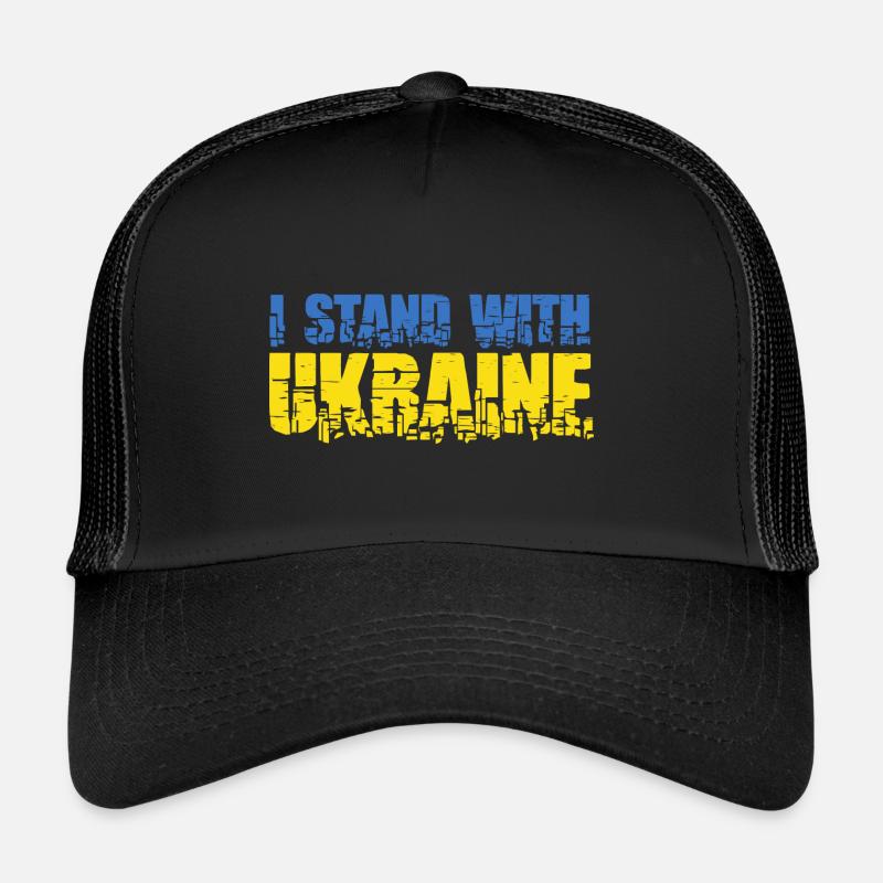 Support Ukraine with I stand with Ukraine - Trucker Cap - black/black