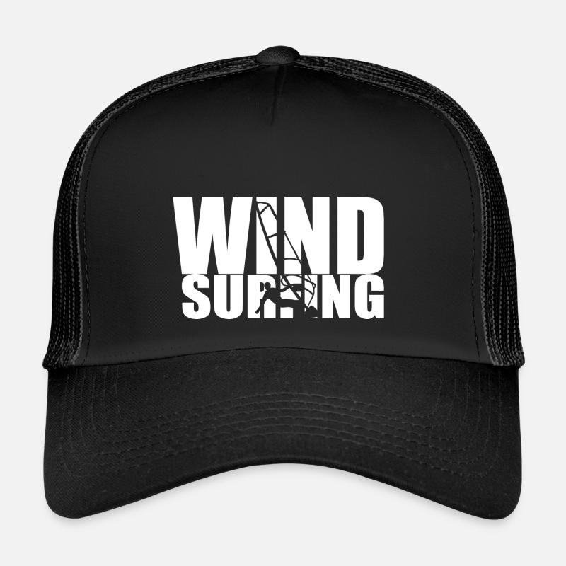 Windsurfing - Surfer - Trucker Cap - Schwarz/Schwarz