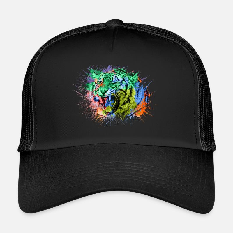 Tiger Rainbow Colorful Animals - Trucker Cap - black/black