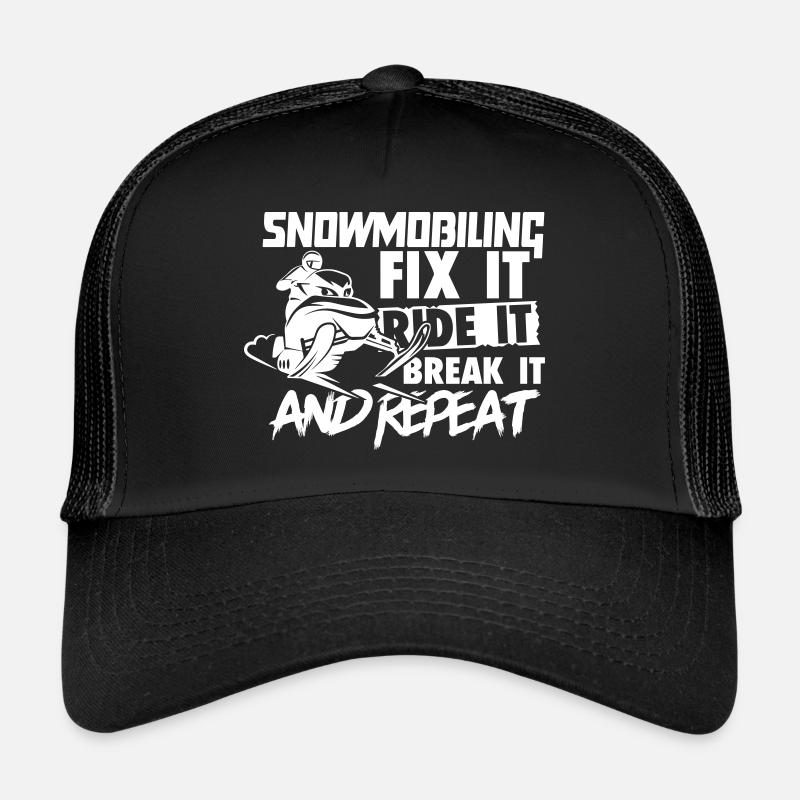 Snowmobiling Fix Ride Break it and Repeat - Trucker Cap - Schwarz/Schwarz