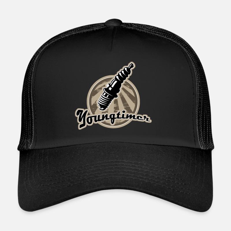 Bougie d'allumage Youngtimer rétro - Casquette trucker  - noir/noir