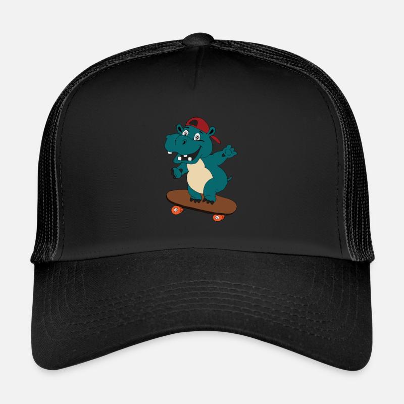 Kinder Skaten Hippo - Trucker Cap - Schwarz/Schwarz