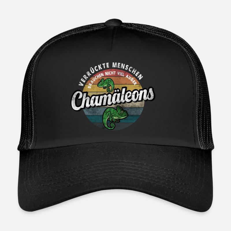 Chamäleon witzige Reptilien Sprüche Chamäleons - Trucker Cap - Schwarz/Schwarz