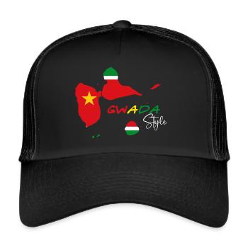 Carte De La Guadeloupe et Drapeau Gwada Style - Casquette trucker  - noir/noir - Devant