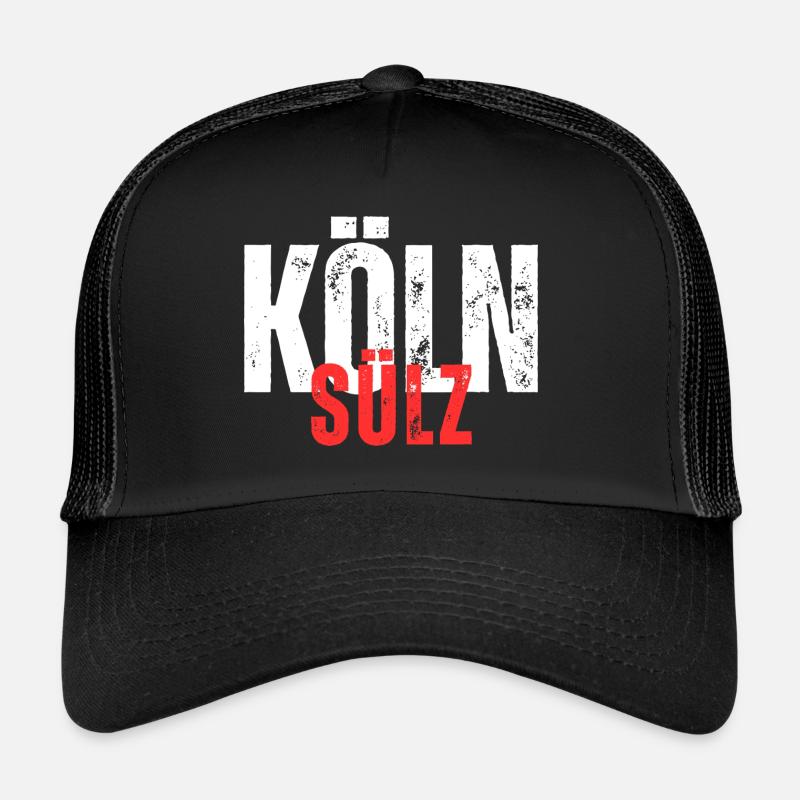 Sülz weiß rot - Trucker Cap - Schwarz/Schwarz