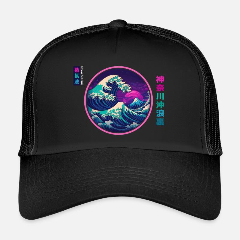 Wave devant Kanagawa Synthwave Vaporwave Aesthetic Casquette trucker 