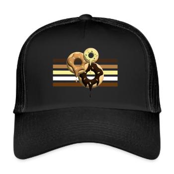 Donuts mit Schokolade, Nougat und Vanille. - Trucker Cap - Schwarz/Schwarz - Vorne