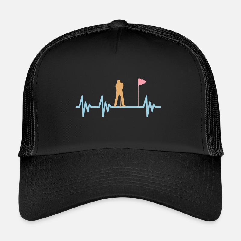 Golf Herzschlag Golfen - Trucker Cap - Schwarz/Schwarz