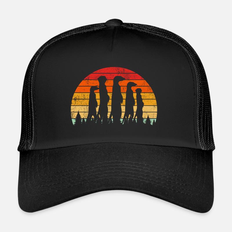 Erdmännchen Retro Geschenk - Trucker Cap - Schwarz/Schwarz