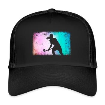 Joueuse de hockey hockey sur gazon Hockey féminin - Casquette trucker  - noir/noir - Devant