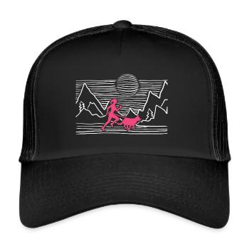 Canicross Geländelauf mit Hund Canicross Läuferin - Trucker Cap - Schwarz/Schwarz - Vorne