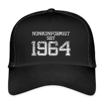 Nonkomformist seit 1963 Geburtstag Spruch - Trucker Cap - Schwarz/Schwarz - Vorne
