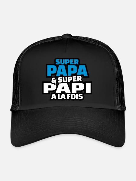 super papa et super papy à la fois - Casquette trucker  - noir/noir - Devant