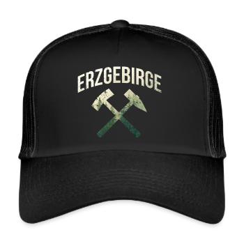 Erzgebirge - Schlägel und Eisen - Trucker Cap - Schwarz/Schwarz - Vorne