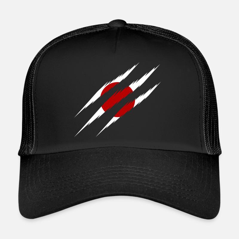 Japan Flag Scratch Cut - Trucker Cap - black/black