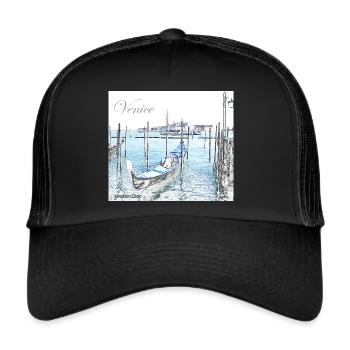Venedig Gondel Italien - Trucker Cap - Schwarz/Schwarz - Vorne