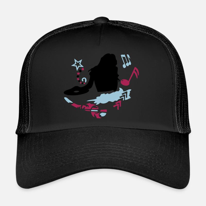 femme dj - Casquette trucker  - noir/noir