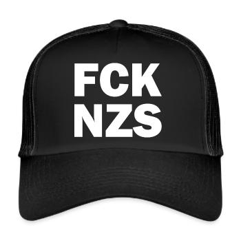 FCK NZS Anti Nazis Antirassismus Gegen Rassismus - Trucker Cap - Schwarz/Schwarz - Vorne