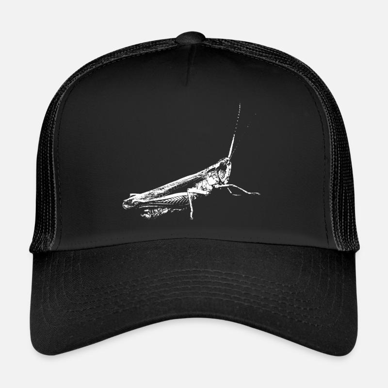 Grashüpfer weiß / Grasshopper white / insekten - Trucker Cap - Schwarz/Schwarz
