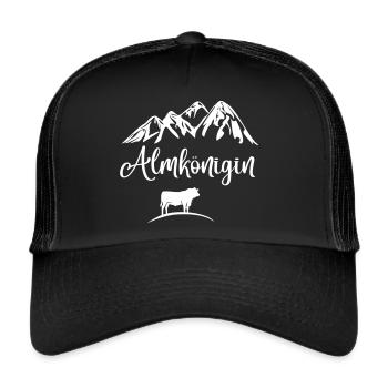 Alm Berge Tirol Schweiz Bayern Almkönigin Kuh Berg - Trucker Cap - Schwarz/Schwarz - Vorne