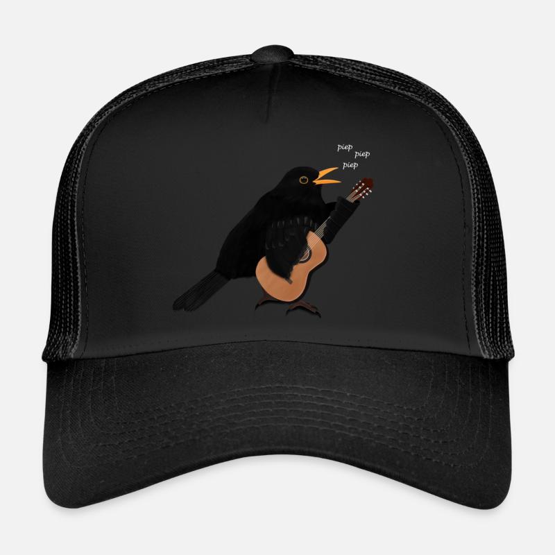 Le merle chante avec une guitare Oiseau Casquette trucker 