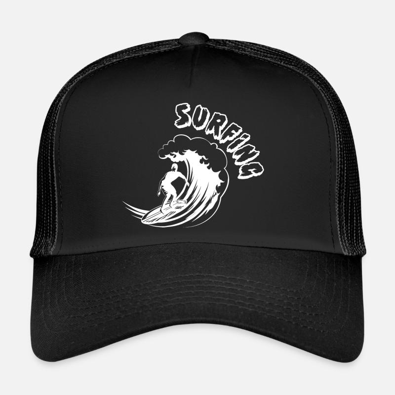 Vague Surf Surf Surf Surf Surfer - Casquette trucker  - noir/noir