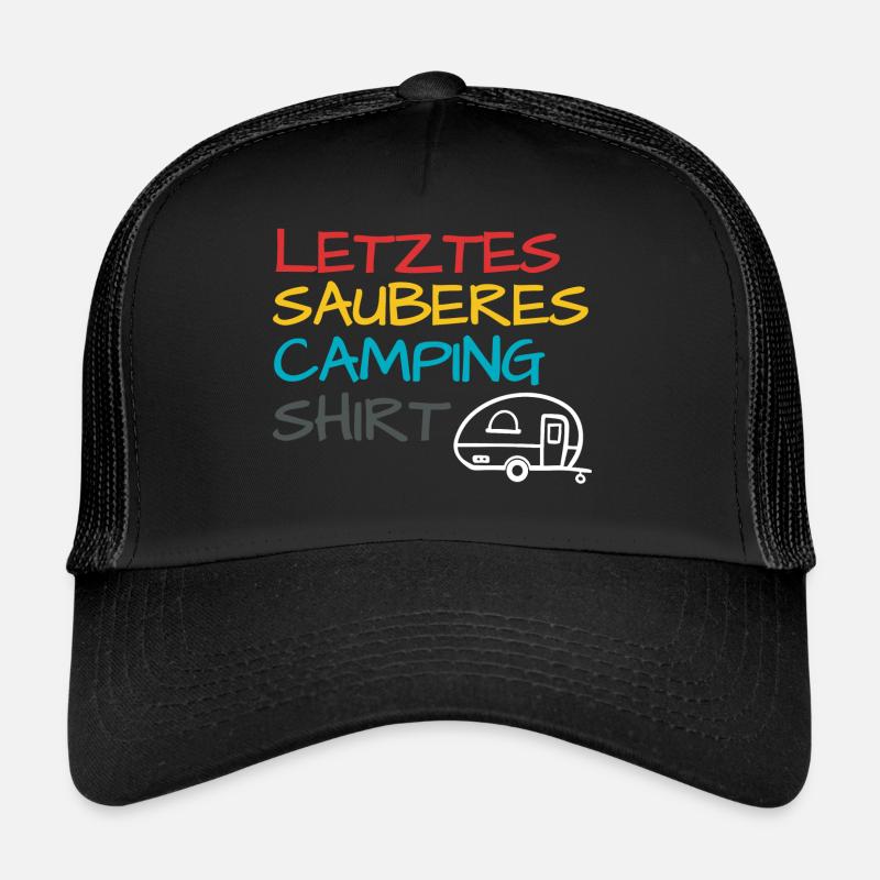 Lustiger Camper Camping Spruch - Trucker Cap - Schwarz/Schwarz