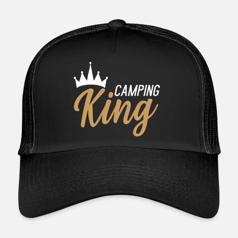 Camping King gold white - Trucker Cap - Schwarz/Schwarz
