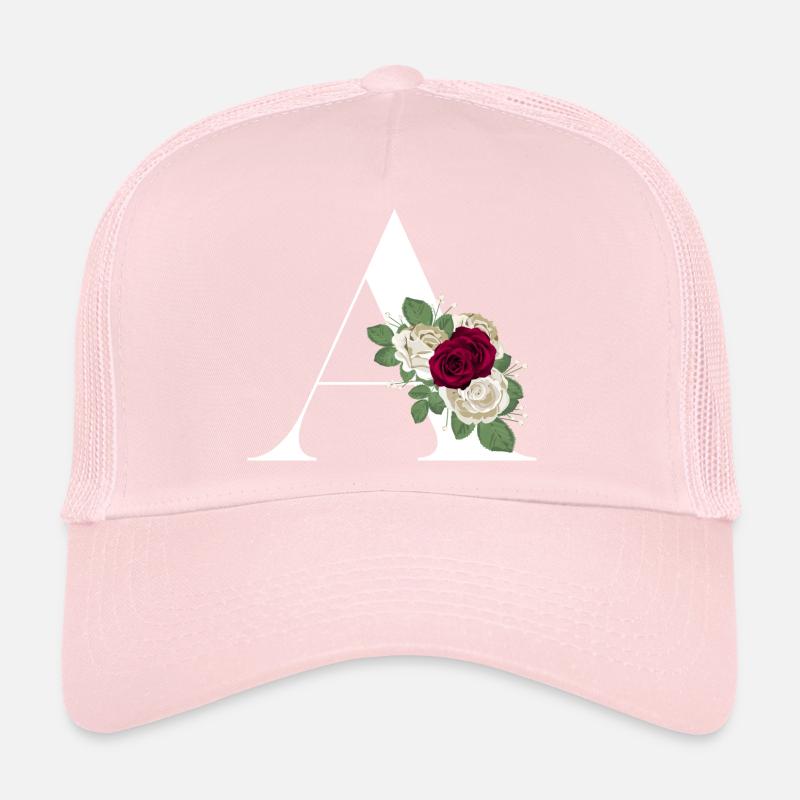 lettre A fleuris (blanche) Casquette trucker 