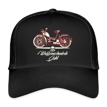 Simson SR2 - DDR Ostalgie Moped Suhl - Trucker Cap - Schwarz/Schwarz - Vorne