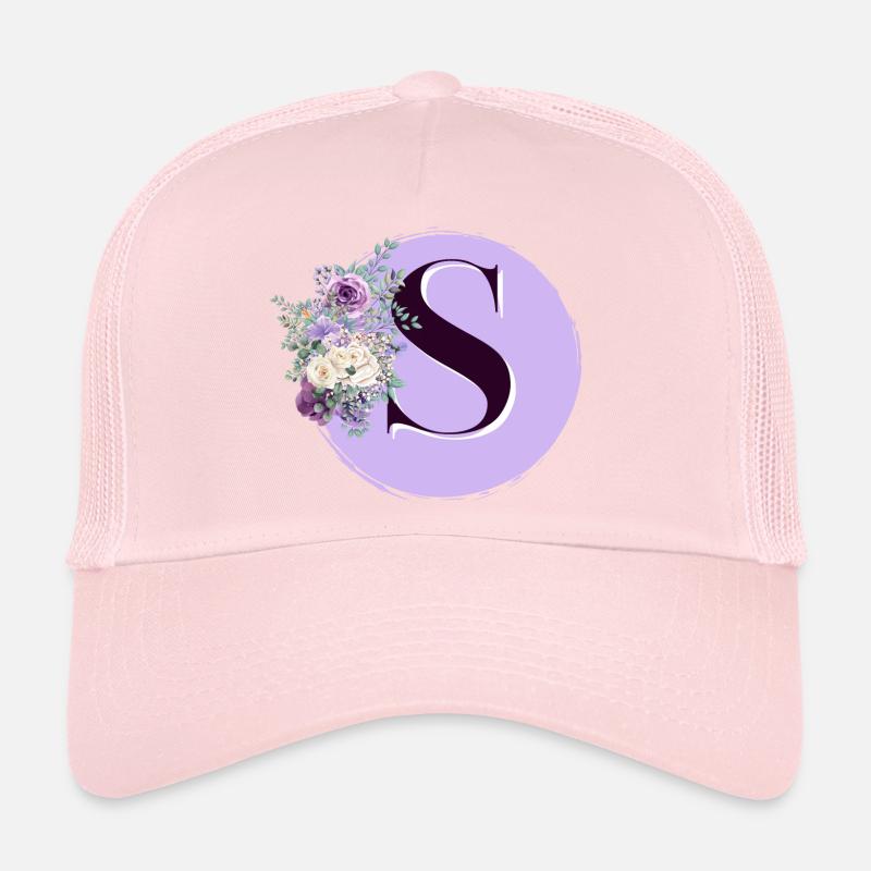lettre S Couronne de fleurs Casquette trucker 