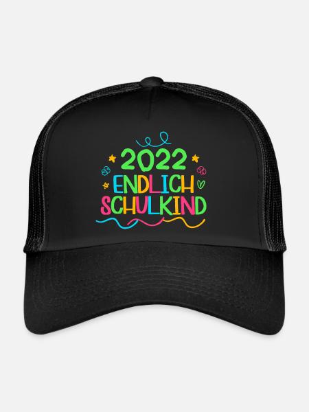 2022 endlich schulkind, Einschulung Erstklässler - Trucker Cap - Schwarz/Schwarz